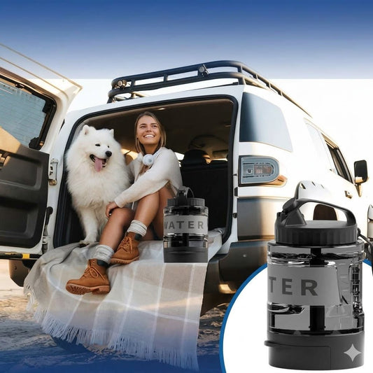 Portable Pet Water Bottle with Built-in Bowl – Leak-Proof, Large Capacity 77oz for Camping, Hiking, and Dog Park Adventures – Ideal for Small to Medium Breeds, Easy to Carry Outdoor Dog Travel Dispenser (Black)