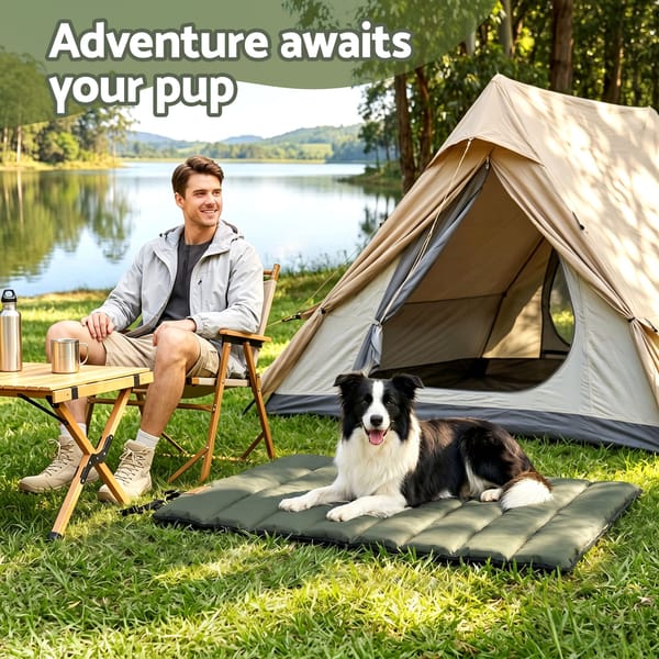 Dog Bed outdoor Large Water-resistant Washable Foldable Travel Dog Mat Green