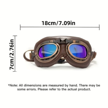 Retro Aviator Dog Goggles | Windproof & UV Protection Adjustable Foldable Sunglasses for Medium-Large Dogs(Bronze &Color)