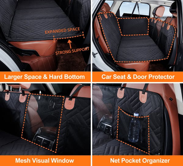Black Pawfect Friend Hard Bottom Car Back Seat Extender & Hammock for Dogs