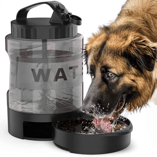 Portable Pet Water Bottle with Built-in Bowl – Leak-Proof, Large Capacity 77oz for Camping, Hiking, and Dog Park Adventures – Ideal for Small to Medium Breeds, Easy to Carry Outdoor Dog Travel Dispenser (Black)