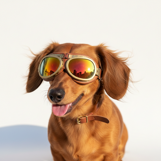 Retro Aviator Dog Goggles | Windproof & UV Protection Adjustable Foldable Sunglasses for Medium-Large Dogs(Bronze &Color)